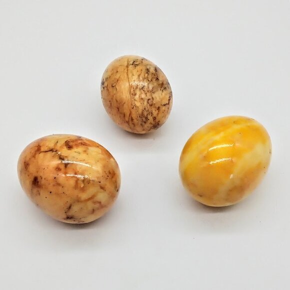 Tan Yellow Solid Stone Egg Collection - Picture 2 of 3